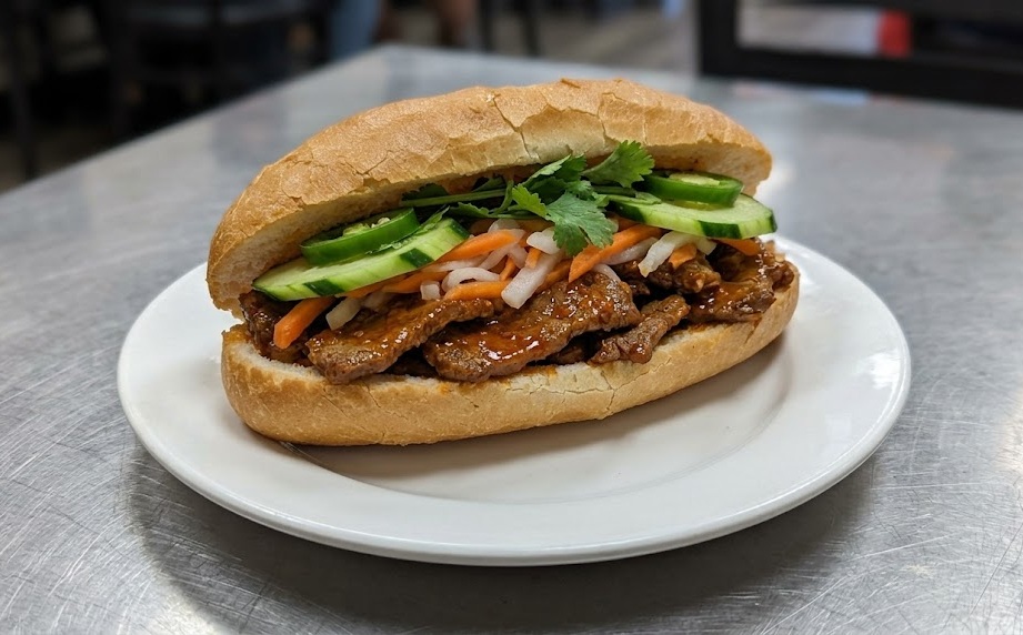 Vietnamese Sate Beef Sub (Bánh Mì) at Pho 198 Calgary
